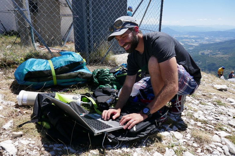 The portable lab: Dr Matt Wilkes calibrating the Metamax